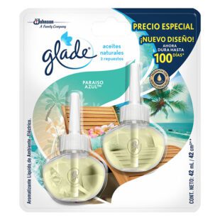 Ambientador Glade 2 Aceite Paraiso Azul
