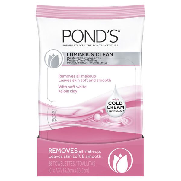 Toalla Desmaquilladora Ponds Luminous Clean 28 Unidades - Imagen 2