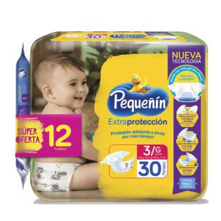 Pañal Pequeñin Extra Protección Etapa 3G 30 Unidades Lleve 12 Toallas Pequeñin