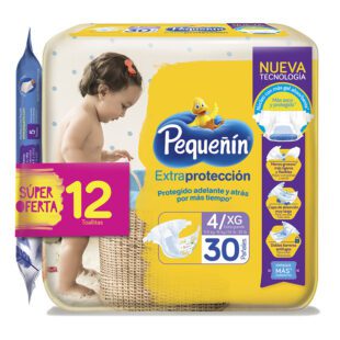 Pañal Pequeñin Extra Protección Etapa 4 Xg 30 Unidades Lleve 12 Toallas Pequeñin