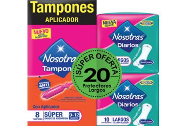Tampones Nosotras Aplicador Regular 8 Unidades + 2 Protectores Largos Súper Oferta