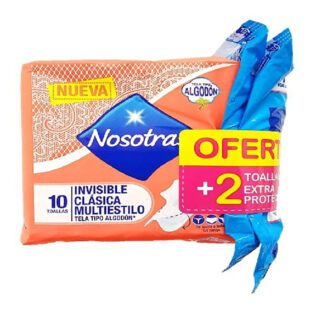 Toalla Nosotras Invisible Clásica Multiestilo 10 + 2 Toallas Oferta