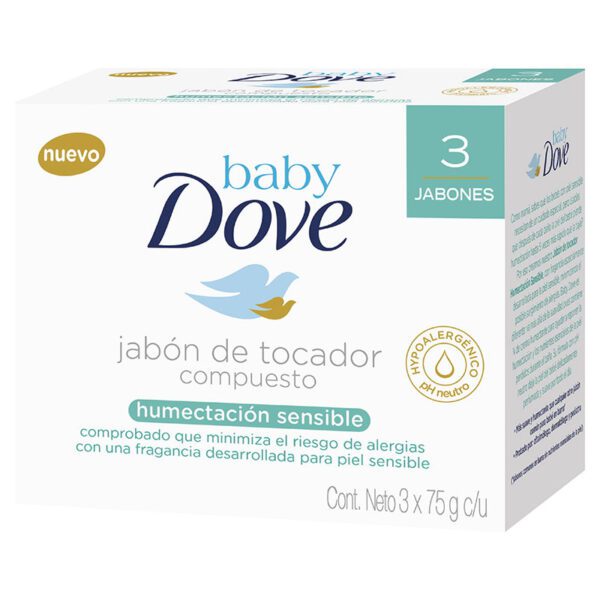 3 Jabones Dove Baby Humectación Sensible 75 Gr
