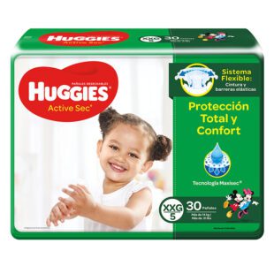 Pañal Huggies Active Sec Etapa 5 Xxg 30 Unidades