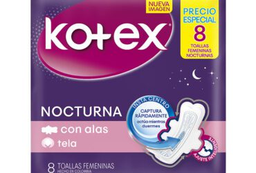 Toalla Kotex Nocturna Tela 8 Unidades Precio Especial