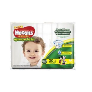 Pañal Huggies Active Sec Ajuste Perfecto Etapa 4 Extra Grande 30 Unidades