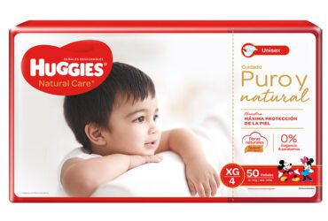 Pañal Huggies Natural Care Unisex Xg Etapa 4 50 Unidades