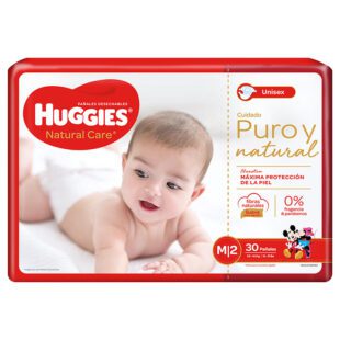 Pañal  Huggies Natural Care M Etapa 2 30 Unidades