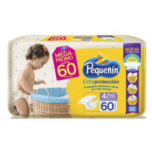 Pañal Pequeñin Extra Protección Etapa 4 Xg Mega Promoción Lleve 60 Unidades